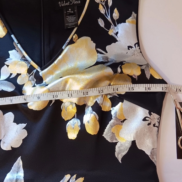 NWT metallic floral print dress stretch Women's black,Full Zip, Party Cocktail. - Picture 11 of 17